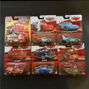 Disney Cars Die-Cast Vehicle Collection - Red Smokey mater doc McQueen x6 bundle